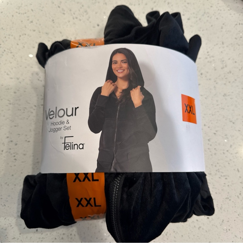 Felina Women's Velour 2 Piece Zip Hoodie and Jogger Black XXL (1813194) NWT - Picture 5 of 9
